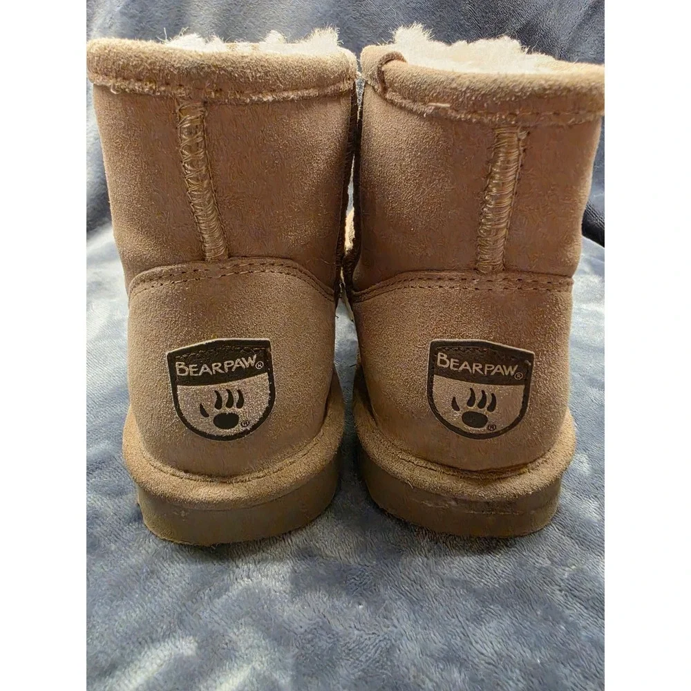 Bearpaw Elle Short Hickory Suede Sheepskin Wool Blend Winter Boots Women 7.5